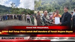 Ketua Komisi I DPRD Bali Nyoman Budiutama bersama Ketua Pansus TRAP I Made Supartaha saat meninjau lokasi lahan bekas HGB PT Sarana Buana Handara di Danau Buyan Buleleng