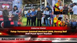 Gubernur Bali Wayan Koster bersama Ketua Umum PB Pergatsi Diana Kusumastuti saat menyerahkan piala pada penutupan Turnamen Gateball Piala Gubernur Bali 2026