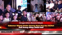 Gubernur Bali Wayan Koster secara simbolis menumbuk alu ke lesung menandai pembukaan BRIMo Nusa Dua Eco Market 2026 di Pulau Peninsula Nusa Dua