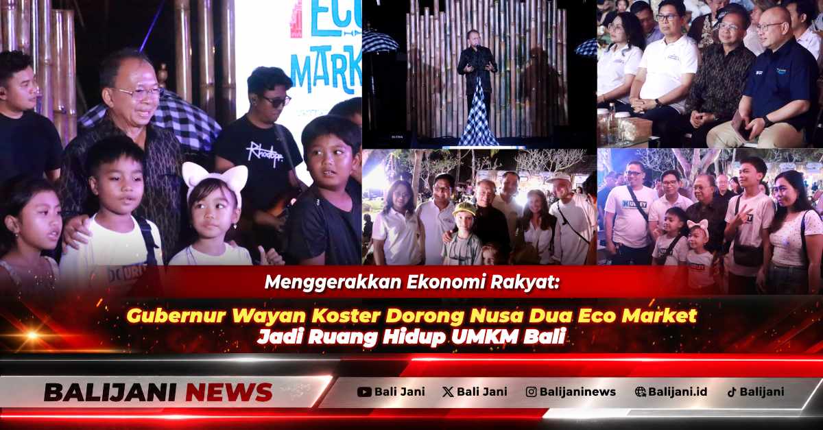 Gubernur Bali Wayan Koster secara simbolis menumbuk alu ke lesung menandai pembukaan BRIMo Nusa Dua Eco Market 2026 di Pulau Peninsula Nusa Dua