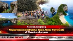 Pekerjaan pengaspalan coldmix dan pengerjaan bahu jalan pada proyek pemeliharaan berkala ruas jalan Pertigaan Klatak–Lembongan di Nusa Lembongan Klungkung