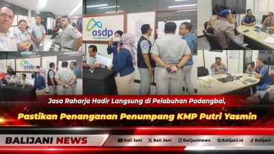 Kepala PT Jasa Raharja Kanwil Bali Abdillah bersama jajaran saat memantau evakuasi penumpang KMP Putri Yasmin di Pelabuhan Padangbai