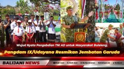 Pangdam IX/Udayana Mayjen TNI Piek Budyakto saat menandatangani prasasti peresmian Jembatan Garuda di Desa Lokapaksa Kecamatan Seririt Buleleng