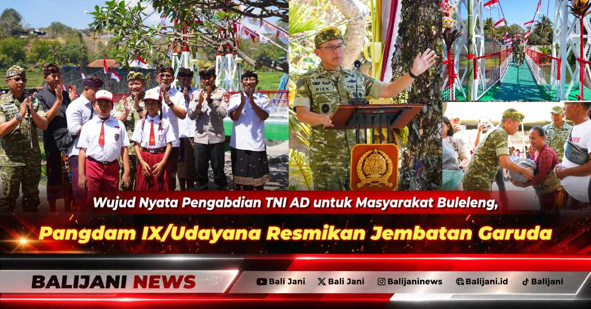 Pangdam IX/Udayana Mayjen TNI Piek Budyakto saat menandatangani prasasti peresmian Jembatan Garuda di Desa Lokapaksa Kecamatan Seririt Buleleng