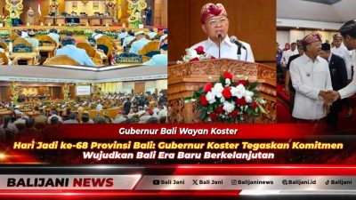 Gubernur Bali Wayan Koster saat menyampaikan pidato dalam Sidang Paripurna Istimewa memperingati Hari Jadi ke-68 Provinsi Bali di Ruang Sidang Utama DPRD Provinsi Bali