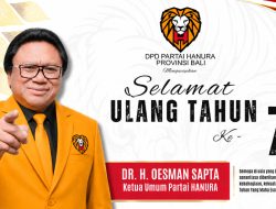 DPD Hanura Bali Ucapkan Selamat Ulang Tahun Ke-78 untuk Dr. H. Oesman Sapta