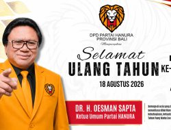 DPD Hanura Bali Ucapkan Selamat Ulang Tahun Ke-78 untuk Dr. H. Oesman Sapta