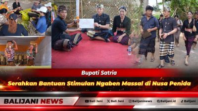 Bupati Satria Serahkan Bantuan Stimulan Ngaben Massal di Nusa Penida