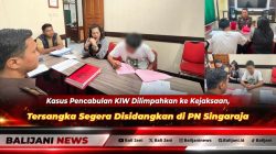 Prosesi pelimpahan Tahap II tersangka dugaan pencabulan berinisial KIW bersama barang bukti oleh penyidik Satreskrim Polres Buleleng kepada JPU di Ruang Tahap II Kejari Buleleng