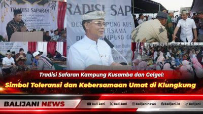 Bupati Klungkung I Made Satria bersama krama masyarakat Desa Kampung Kusamba dan Kampung Gelgel saat mengikuti tradisi megibung dalam perayaan Safaran di Pantai Kusamba