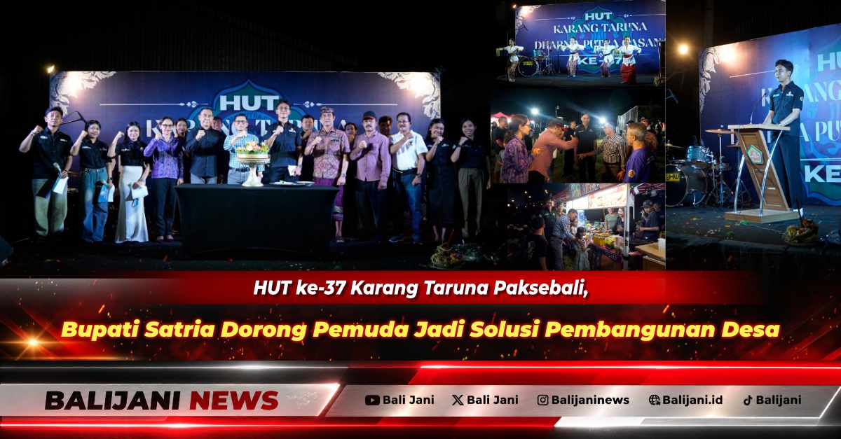 Bupati Klungkung I Made Satria saat menghadiri puncak perayaan HUT ke-37 Karang Taruna Dharma Putra Casana Desa Paksebali di Lapangan Desa Paksebali