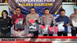 Konferensi pers kasus guru honorer curi HP modus challenge TikTok di Polres Buleleng