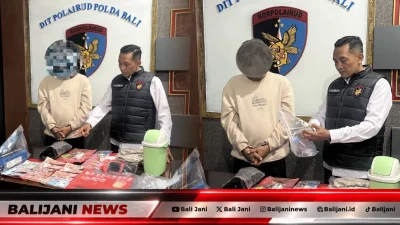 Pengedar sabu dan ekstasi di Pemogan dibekuk Subdit Gakkum Ditpolairud Polda Bali.