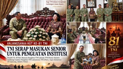 Perwira Tinggi TNI saat melakukan kunjungan anjangsana ke kediaman mantan Panglima TNI Agus Suhartono