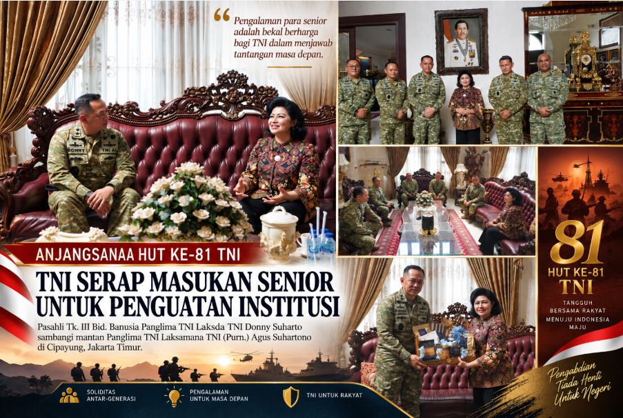 Perwira Tinggi TNI saat melakukan kunjungan anjangsana ke kediaman mantan Panglima TNI Agus Suhartono