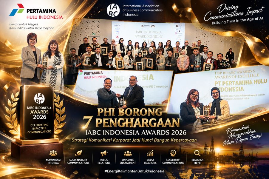 Manajemen PT Pertamina Hulu Indonesia saat menerima penghargaan dalam ajang IABC Indonesia Awards 2026