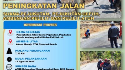Pekerjaan peningkatan infrastruktur jalan menuju kawasan wisata Diamond Beach Nusa Penida