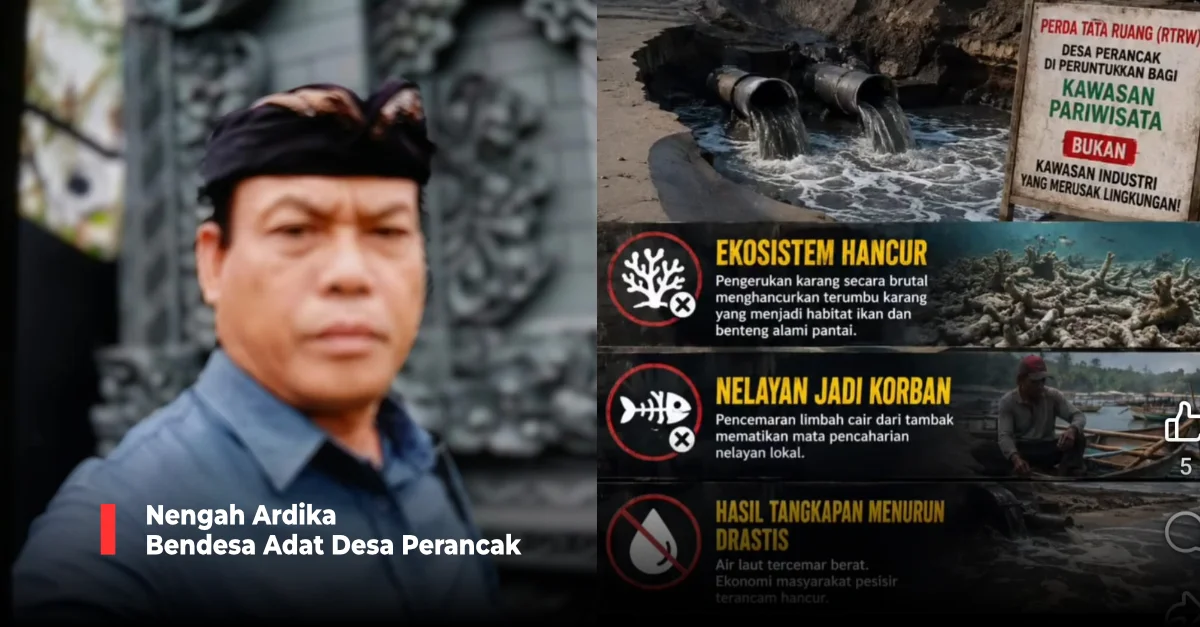 Kawasan pesisir Desa Perancak Jembrana yang terdampak aktivitas pemasangan pipa limbah tambak