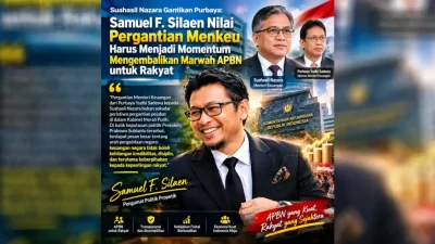 Suahasil Nazara saat dilantik menjadi Menteri Keuangan Republik Indonesia di Istana Negara