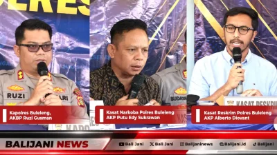 Konferensi pers pengungkapan kasus narkotika dan senjata api rakitan di Mapolres Buleleng