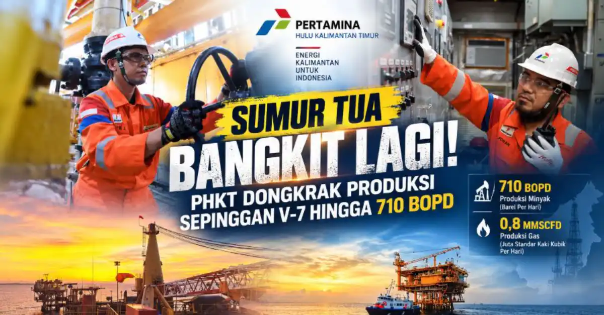 Ilustrasi fasilitas anjungan migas lepas pantai yang dikelola PT Pertamina Hulu Kalimantan Timur