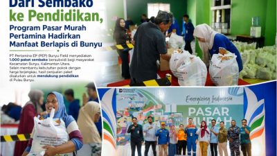Warga Pulau Bunyu antusias mengikuti kegiatan Pasar Murah Pertamina EP Bunyu Field yang juga mendonasikan hasil penjualan untuk pendidikan