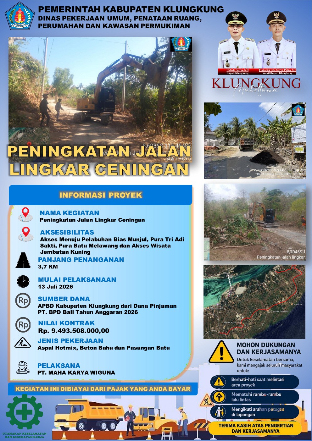 Proyek peningkatan infrastruktur Jalan Lingkar Ceningan di Nusa Penida oleh Pemkab Klungkung