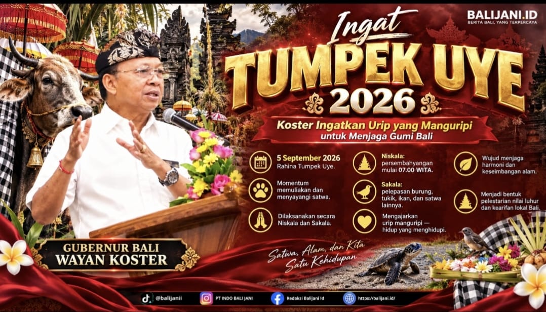 Gubernur Bali Wayan Koster menyampaikan imbauan perayaan Rahina Tumpek Uye dengan prinsip Urip Manguripi untuk menjaga harmoni alam Bali