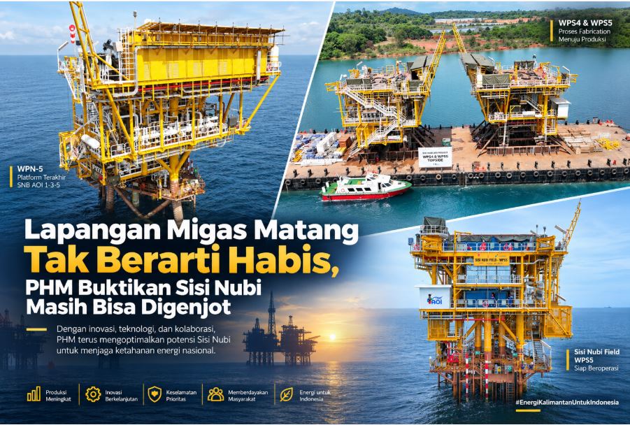 Platform WPN-5 Proyek Sisi Nubi milik PT Pertamina Hulu Mahakam di Wilayah Kerja Mahakam