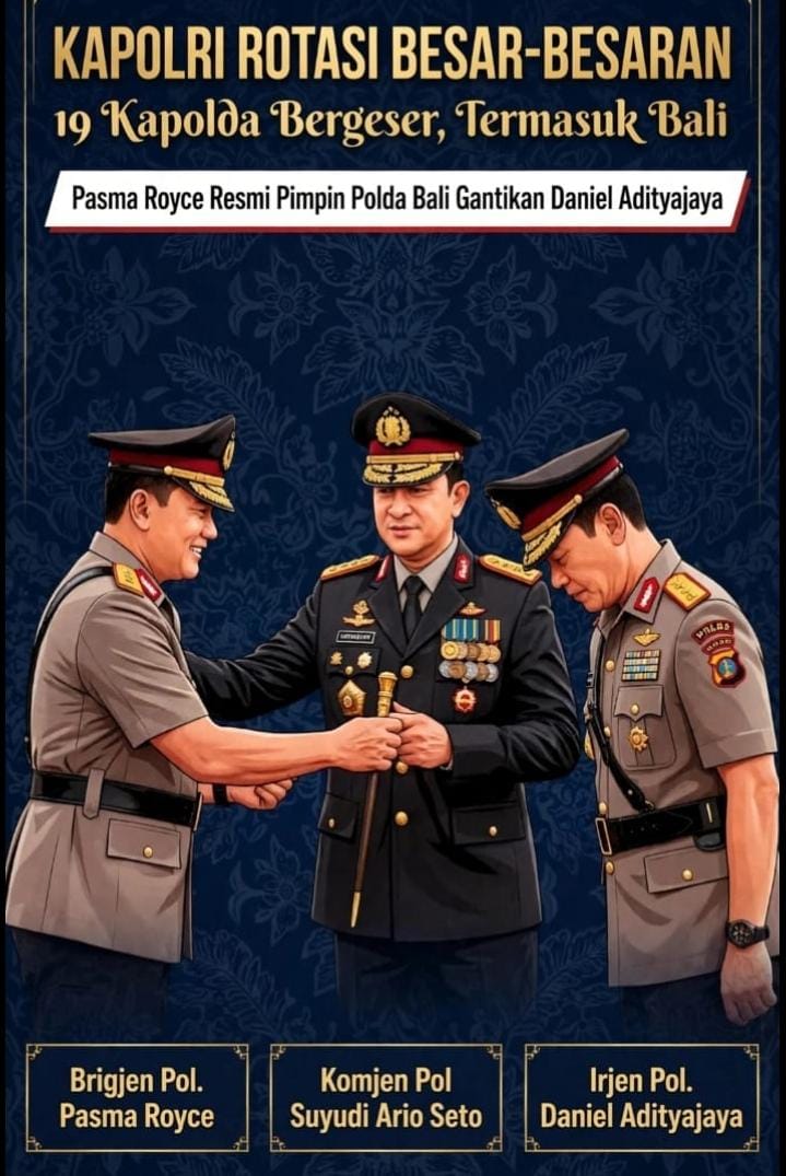 Brigjen Pol. Dr. Pasma Royce, S.I.K., M.H. resmi mengemban tugas baru sebagai Kapolda Bali menggantikan Irjen Pol. Daniel Adityajaya.