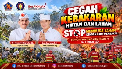 Kepala Dinas Pemadam Kebakaran Kabupaten Buleleng, I Gede Arya Suardana, mengimbau masyarakat agar meningkatkan kewaspadaan serta menghindari pembakaran sampah dan lahan sembarangan selama puncak musim kemarau, Jumat (9/10/2026).