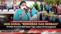 Aksi Sosial ‘Bergerak dan Berbagi’ TP PKK Provinsi Bali Sasar Tiga Lokasi di Karangasem