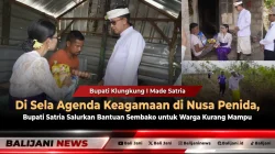 Di Sela Agenda Keagamaan di Nusa Penida, Bupati Satria Salurkan Bantuan Sembako untuk Warga Kurang Mampu