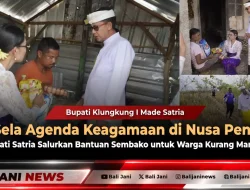Di Sela Agenda Keagamaan di Nusa Penida, Bupati Satria Salurkan Bantuan Sembako untuk Warga Kurang Mampu